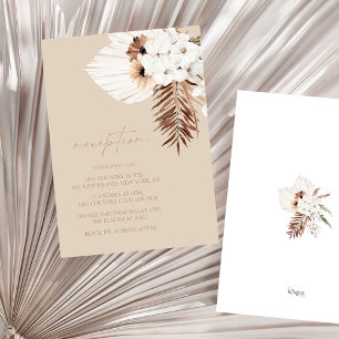 Boho Beige Pampas Grass Orchid Wedding Reception Enclosure Card