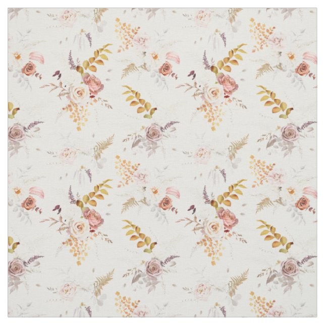 Boho Beige, Pampas Grass Terracotta Watercolour We Fabric (Swatch)