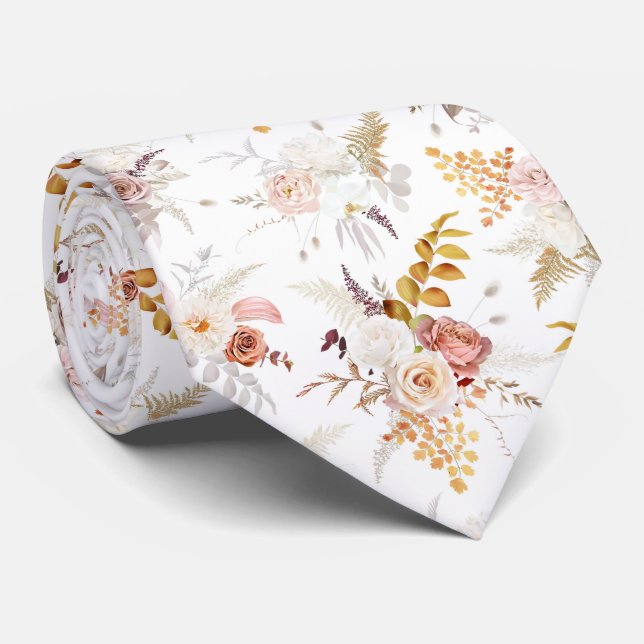 Boho Beige, Pampas Grass Terracotta Watercolour We Tie (Rolled)