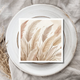 Boho Beige Pampas Grass Wedding Napkin