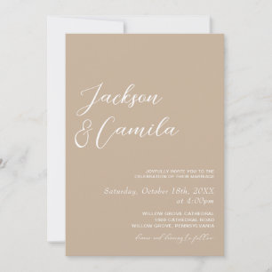 Boho Beige Photo Wedding  Invitation