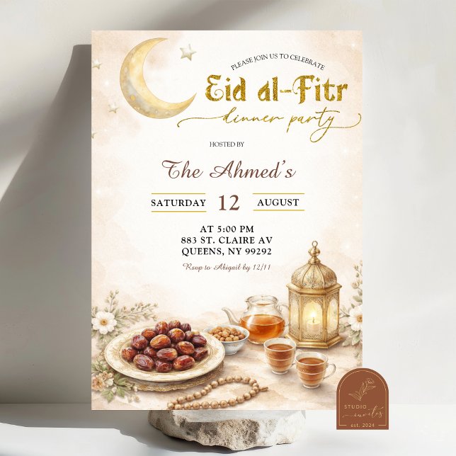 Boho Beige Ramadan Eid Al-Fitr Dinner Party Invitation (Creator Uploaded)