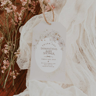 Boho Beige Watercolor Floral Garden Baby Shower Gift Tags