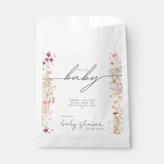 Boho Beige Wildflower Baby Shower Thank You Favour Bags