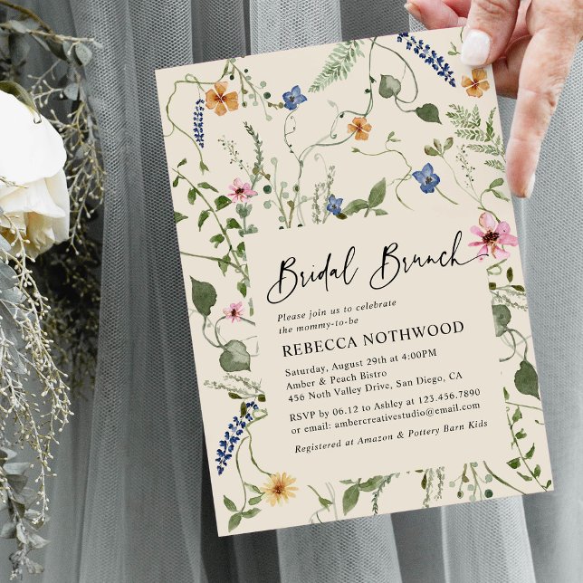 Boho Beige Wildflowers Bridal Brunch Shower Invitation (Creator Uploaded)