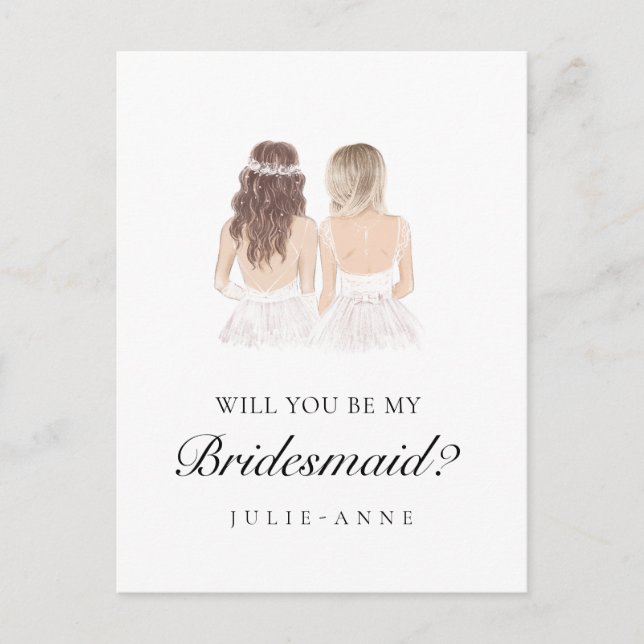 Boho Besties Bridesmaid Proposal Postcard (Front)