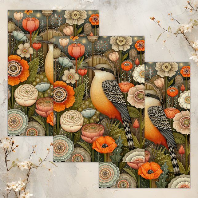 BOHO BIRD WHIMSICAL DECOUPAGE TISSUE PAPER (BOHO BIRD WHIMSICAL DECOUPAGE TISSUE PAPER)