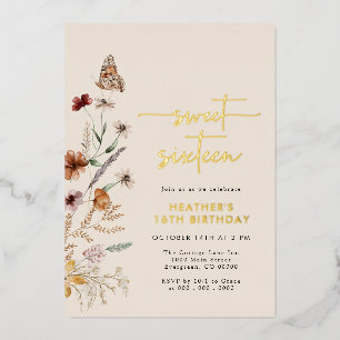 Boho Birthday Foil Invitation