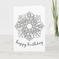 Boho Birthday mandala floral ornament colouring ar