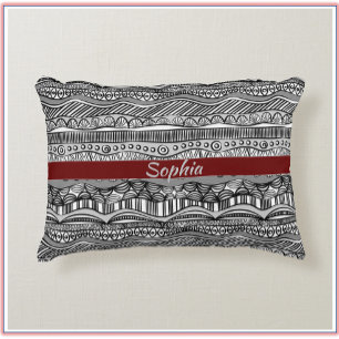 Boho Black and White Ethnic Decorative Cushion