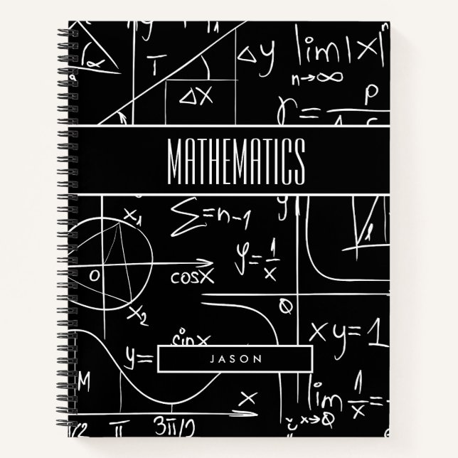 BOHO Black and White Math Symbols Subject Notebook (Front)