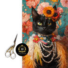 Boho Black Cat Art for Furniture Decoupage