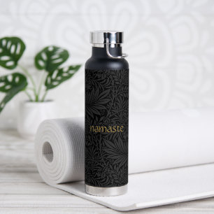Boho Black Grey Botanical Water Bottle