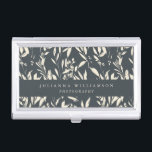 Boho Black Hand Drawn Floral Professional Custom  Business Card Holder<br><div class="desc">Boho Modern Black Hand Drawn Floral Professional Custom Business Card Case</div>