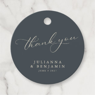 Boho Black Hand Drawn Floral Wedding Custom Thank Favour Tags