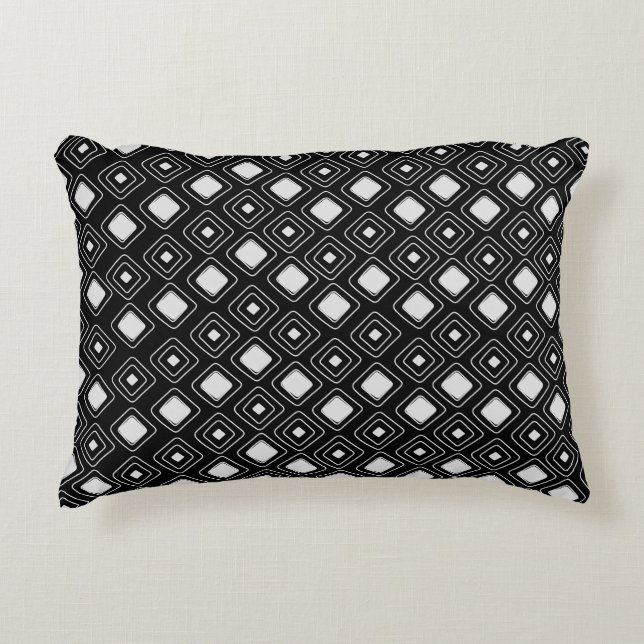 Boho Black Tribal Geometric Aztec Pattern Decorative Cushion (Front)
