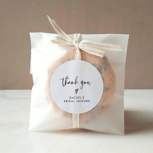 Boho Black & White Bridal Shower Thank You Favour Classic Round Sticker