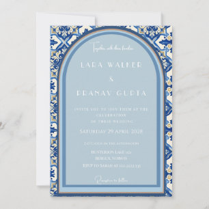 Boho Bliss: Chic Summer Tile Wedding Ceremony Invitation