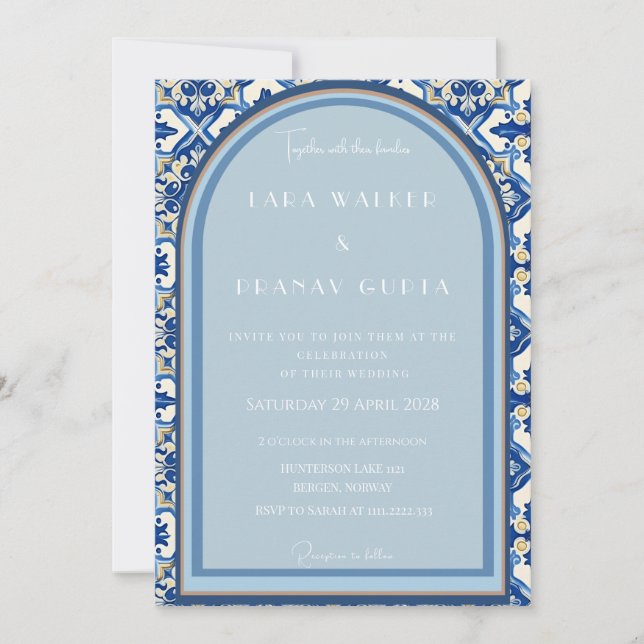 Boho Bliss: Chic Summer Tile Wedding Ceremony Invitation (Front)