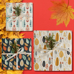 Boho Bliss Fall Leaves  Wrapping Paper Sheet
