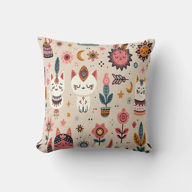 "Boho Bloom & Bites" Cushion (Front)