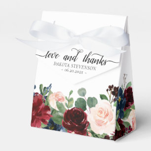 Boho Bloom   Burgundy and Navy Love and Thanks Favour Box