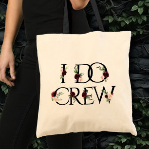 Boho Bloom Burgundy Marsala Floral I Do Crew Tote Bag