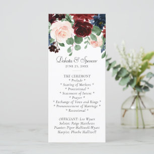 Boho Bloom   Burgundy Red and Navy Blue Garland Programme