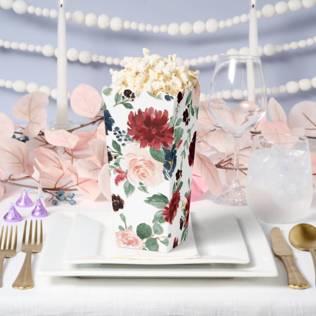 Boho Bloom | Burgundy Red and Navy Blue Pattern Favour Box (Wedding)