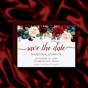 Boho Bloom   Elegant Burgundy Red Floral Garland Save The Date