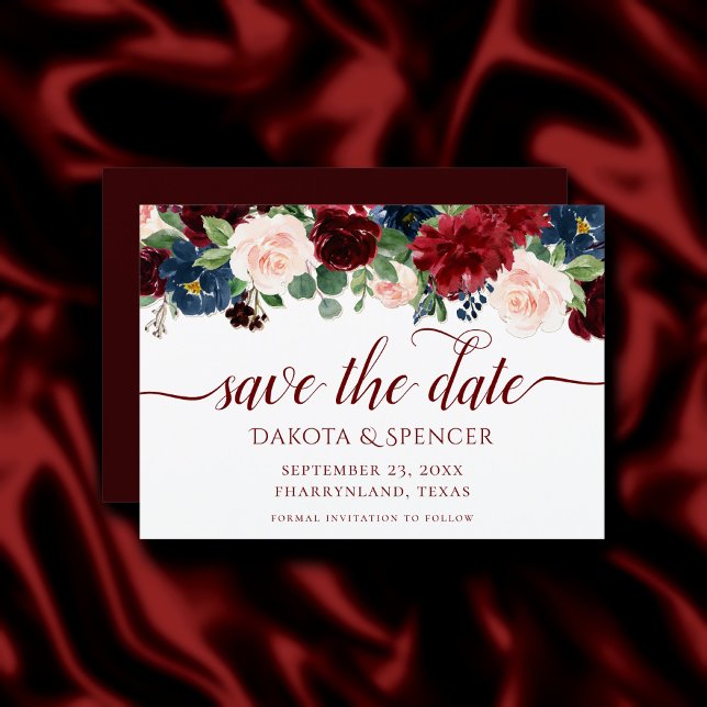 Boho Bloom | Elegant Burgundy Red Floral Garland Save The Date (Creator Uploaded)