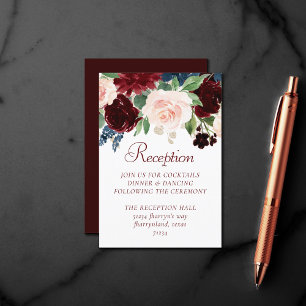 Boho Bloom   Elegant Marsala Red Floral Gold Frame Enclosure Card