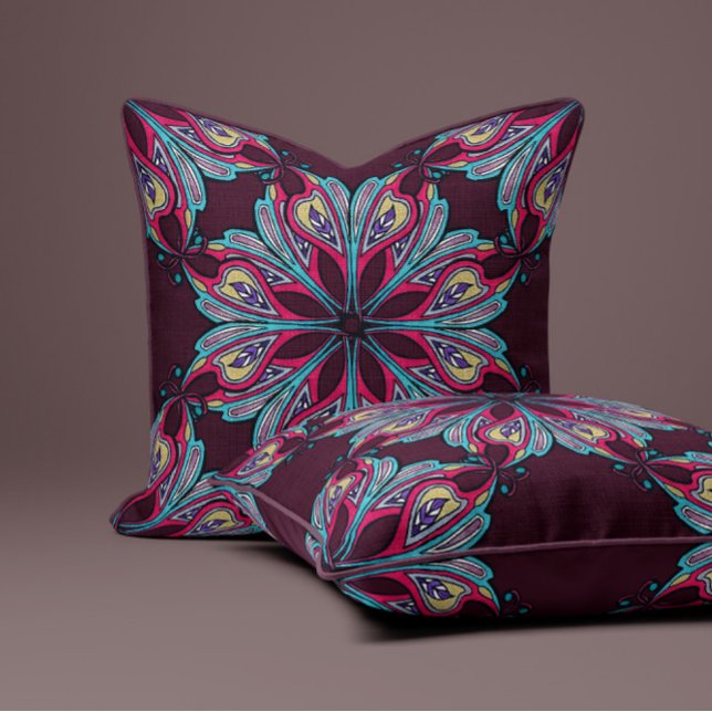 Boho Bloom in Burgundy Cushion (Creator Uploaded)