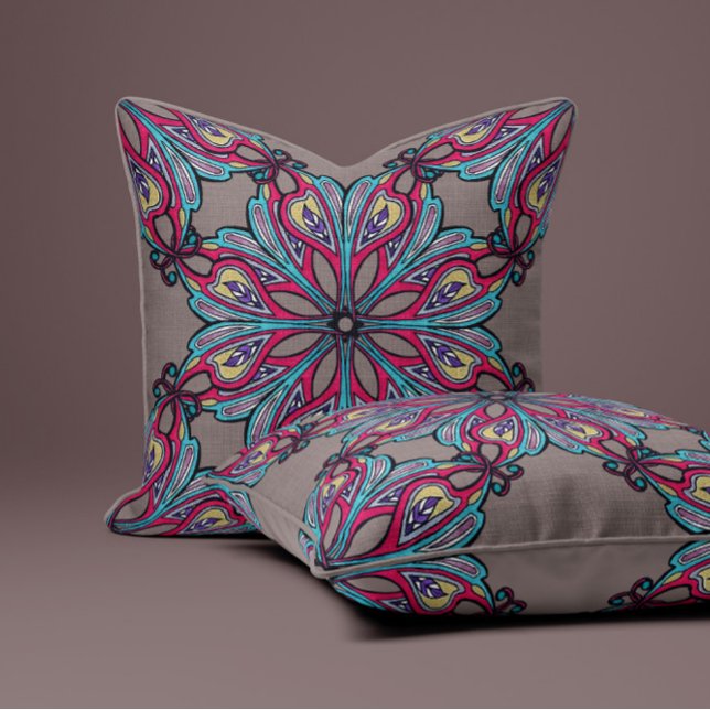 Boho Bloom in Taupe Cushion (Creator Uploaded)