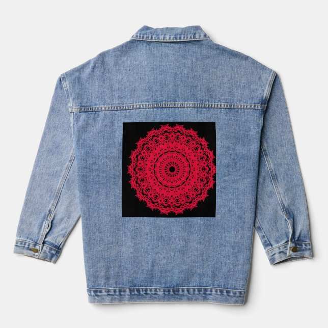 Boho bloom Mandala  Denim Jacket (Back)