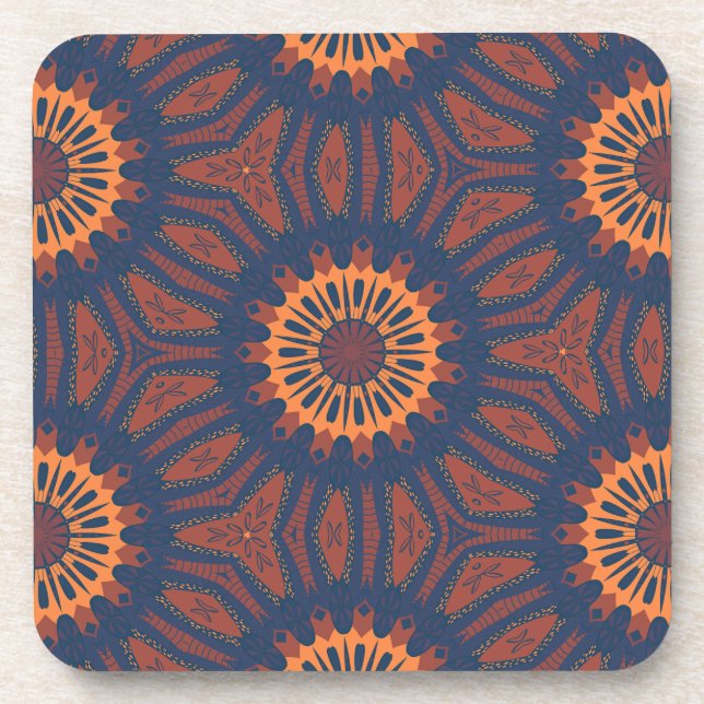 Boho Bloom Mandala Pattern Coaster (Front)