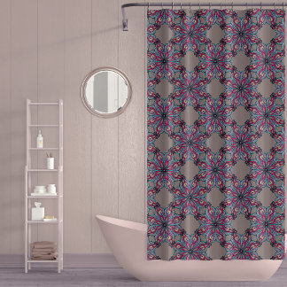 Boho Bloom Shower Curtain in Warm Taupe