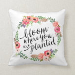 Boho Bloom | Throw Pillow<br><div class="desc">Cosy up in style with our modern throw pillows. Easily customise the background colour to a shade of your choice! Simply click on the "Customise it" button and select your background colour from the swatches.</div>