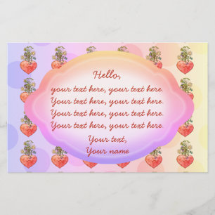 Boho blooming heart colourful custom  stationery