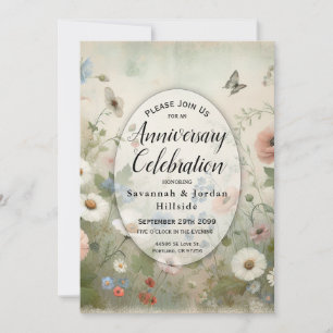 Boho Blooms and Vintage Blossoms Anniversary  Invitation
