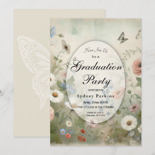 Boho Blooms and Vintage Blossoms Graduation Party Invitation