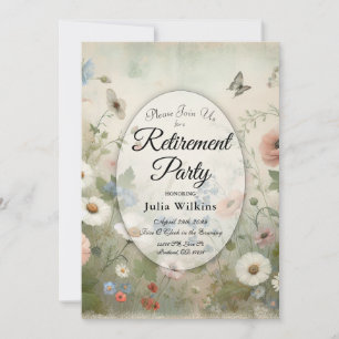 Boho Blooms and Vintage Blossoms Retirement Party Invitation