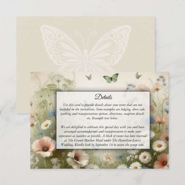 Boho Blooms and Vintage Vows Wedding Enclosure Card (Front/Back)
