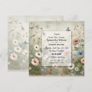 Boho Blooms and Vintage Vows Wedding Invitation