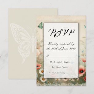 Boho Blooms and Vintage Vows Wedding RSVP Card