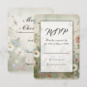 Boho Blooms and Vintage Vows Wedding RSVP Card