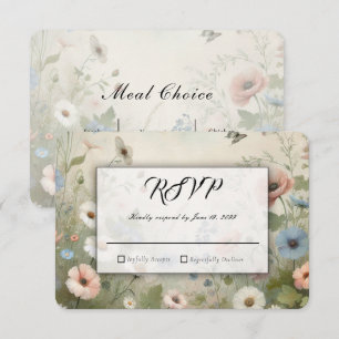 Boho Blooms and Vintage Vows Wedding RSVP Card