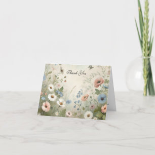 Boho Blooms and Vintage Vows Wedding Thank You Card