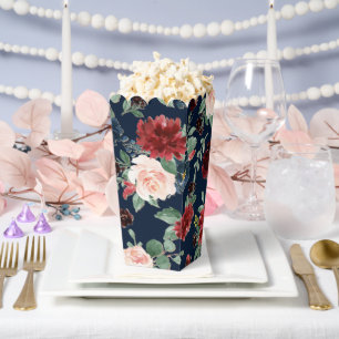 Boho Blooms   Dark Navy Blue and Burgundy Pattern Favour Box