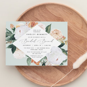 Boho Blooms   Elegant Floral Bridal Shower Brunch Invitation